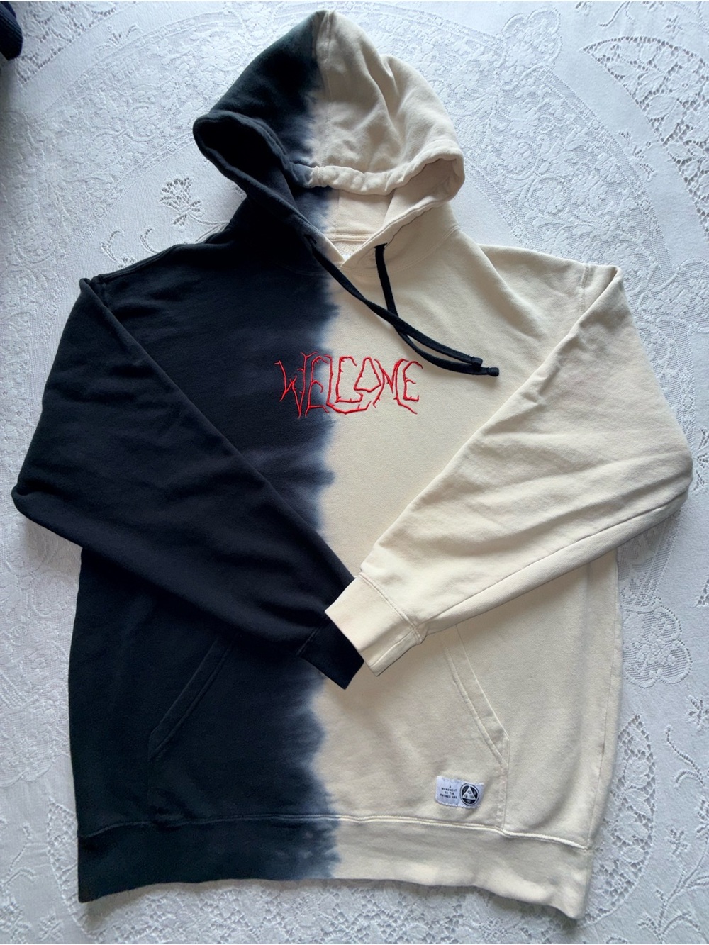 Welcome Skateboards Chimera Split Tie Dye Hoodie Black Cream Size L⁠
